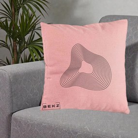 Perna Decorativa Abstract Linii Organice, 40x40 cm, Roz, Husa Detasabila, Perna Inclusa, BEKZ®