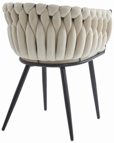 Fotoliu de sufragerie bej ORION VELVET cu picioare negre