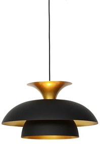 Lampă modernă rotundă cu pandantiv neagră cu aur cu 3 straturi - Titus