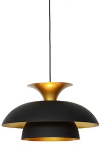 Lampă modernă rotundă, suspendată, neagră, cu 3 straturi aurii - Titus