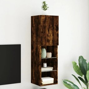 vidaXL Comodă TV cu lumini LED, stejar fumuriu, 30,5x30x102 cm