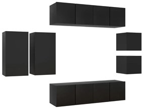 3078809 vidaXL Set dulapuri TV, 8 piese, negru, lemn prelucrat