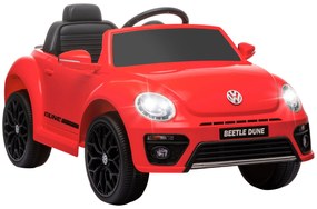 AIYAPLAY Mașină electrică 12V sub Licență Volkswagen Beetle cu telecomandă, viteză 3-5 km/h, 3-5 ani, roșu | Aosom Romania