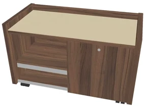Comodă mobilă Verno 100 x 50 cm cu sticlă, dreapta, nuc / vanilie