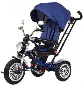 Tricicleta cu scaun rotativ, pozitie de somn, pliabila, far luminos, muzica, albastra, BTR09