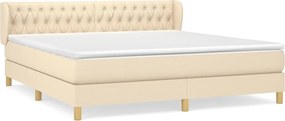 vidaXL Pat continental cu saltea, crem, 180x200 cm, textil