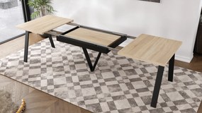 Mazzoni AVERY Stejar Sonoma/picioare negre - MASĂ DE LOFT/INDUSTRIALĂ PENTRU SALON/SUFRAGERIE EXTENSIBILĂ - 2 MĂRIMI!