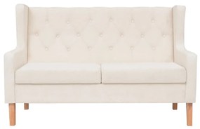 Set de canapele, 3 piese, material textil, alb crem Alb crem, 1 loc + 2 locuri + 3 locuri