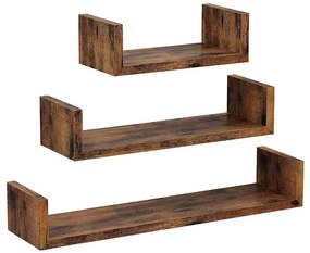 Set de 3 rafturi de perete SHELFY, maro