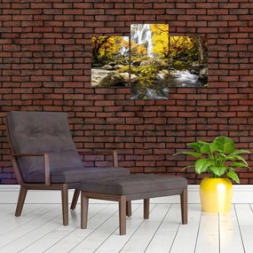 Tablou - Cascade în peisaj de toamnă, galben (90x60 cm)