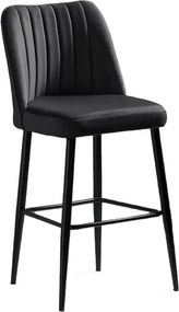 Set 2 scaune bar VENTO, gri antracit/negru, stofa catifelata/metal, 49