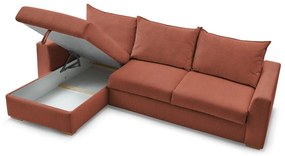 Colțar cărămiziu extensibil cu tapițerie din catifea reiată (cu colț variabil) Augustin – Bobochic Paris