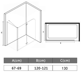 Cabina de dus dublu-pliabila, 120 x 68 x 130 cm, ESG