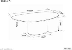 Masuta de cafea Bello A negru lucios/cupru L120xl80 cm