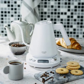 Cana electrica Adler AD 1349W, 1100W, 1 l, 40-100°C, mentinere caldura, Afisaj LED, Alb