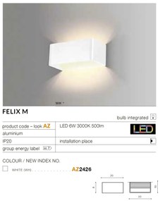 Aplica LED ambientala FELIX M alba