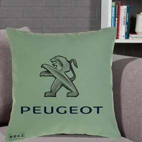 Perna Personalizata cu emblema Peugeot, 40x40 cm, Verde, Husa Detasabila, Perna Inclusa, BEKZ®
