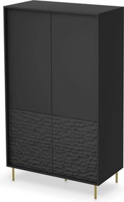 Dulap BULLET S-1, negru/auriu, PAL laminat/metal, cu 4 usi, 90x53x185
