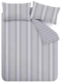Lenjerie de pat gri din flanelă pentru pat de o persoană 135x200 cm Ticking Stripe – Bianca