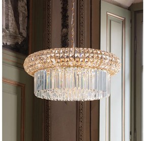 Lustră de cristal pe lanț Ideal Lux NABUCCO 12xE14/40W/230V d. 60 cm auriu