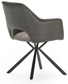 Set de scaune de sufragerie gri cu cotiere 2 buc. tapițat Mariel – Marckeric