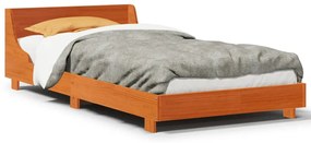 850736 vidaXL Cadru de pat cu tăblie, maro ceruit, 100x200 cm, lemn masiv pin