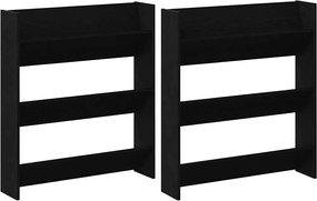 vidaXL Dulap pentru pantofi cu raft 2 pcs Stejar Negru 85 x 18 x 90 cm