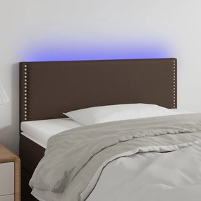 3121547 vidaXL Tăblie de pat cu LED, maro, 80x5x78/88 cm, piele ecologică