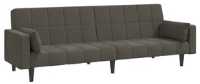 337514 vidaXL Canapea extensibilă cu 2 locuri, 2 perne, gri închis, catifea