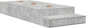 vidaXL Cadru de pat cu depozitare Gri din beton 100 cm Lemn compozit