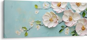 Tablou - Flori pe fundal albastru (120x50 cm)