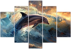 Tablou - Delfin, ilustrații (150x105 cm)