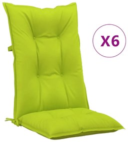 Perne pentru scaun de gradina, 6 buc., verde aprins, 120x50x7cm 6, verde aprins, 120 x 50 x 7 cm