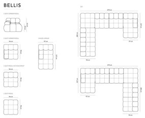 Colțar modular bej cu tapițerie din catifea (cu colț pe partea stângă /în formă de "U") Bellis – Micadoni
