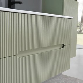 Trent Mobilier de baie 80 cm lavoar ceramic (2 sertare) cu oglindă 60x80 cm verde