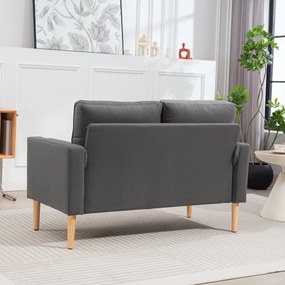 HOMCOM Canapea 2 locuri elegantă din catifea 127 cm cu perne groase, 2 perne și șezut captușit, gri | Aosom Romania