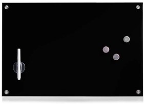 Tablă magnetică din sticlă MEMO + 3 magneți, 60x40 cm, ZELLER, negru