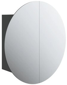 Dulap de baie cu oglinda rotunda si LED, negru, 40x40x17,5 cm Negru, 40 x 40 x 17.5 cm