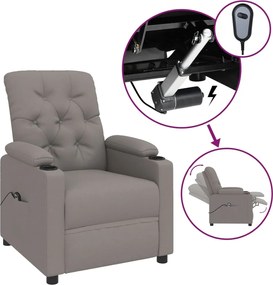 vidaXL Fotoliu rabatabil electric, gri taupe, material textil