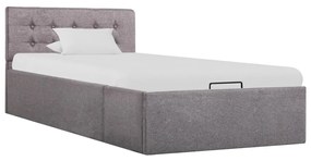 285595 vidaXL Cadru de pat hidraulic cu ladă, gri taupe, 100 x 200 cm, textil