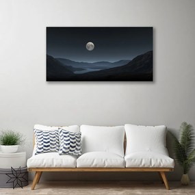 Tablou pe panza canvas Noapte Moon Peisaj Gri Negru