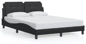3214103 vidaXL Cadru de pat cu lumini LED, negru, 140x190 cm, piele ecologică
