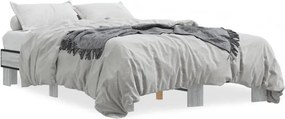vidaXL Cadru de pat, gri sonoma, 140x200 cm, lemn prelucrat și metal