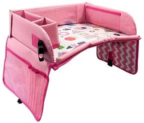 Masa portabila de copii, cu buzunare, pentru masina, pink