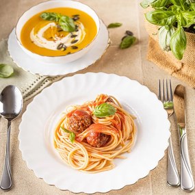 Veselă Kinghoff KH 1921, 18 bucăți, Pentru 6 persoane, Sticlă opală, Alb / Elastic