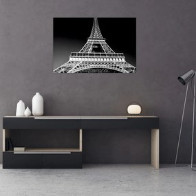 Tablou - Turnul Eiffel, alb-negru (90x60 cm)
