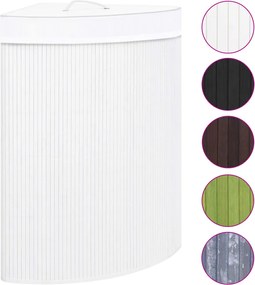 vidaXL Coș de rufe din bambus de colț, alb, 60 L