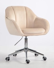 HR2055K Scaun Crem din Catifea cu Bază Cromata
