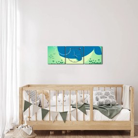 Tablou - Balenă veselă în mare (cu ceas) (90x30 cm)
