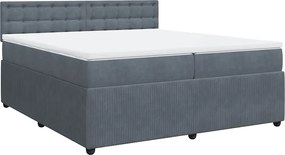 vidaXL Pat box spring cu saltea, gri închis, 200x200 cm, catifea